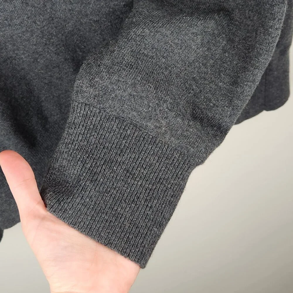 Banana Republic Italian Wool Blend Elbow Patch Crewneck Sweater Gray sz L Flawed